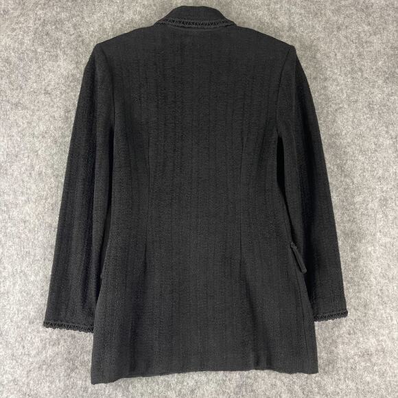 Vintage St John Sport Marie Jacket Skirt Set Womens 2 Black Gold Button FLAWED - Picture 3 of 16